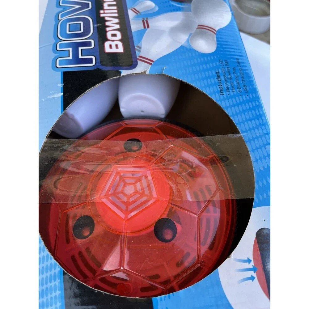 Hover Bowling Set, Floats Over Smooth Surface! LED Light Bowling Ball & 6 Pins